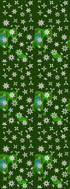 Düz Çiçek Elementleri Tasarımı. Süslü kumaş deseni. Raster illüstrasyonundaki çiçek desenli çizim. Renkli Bahar Teması çizim şablonu.