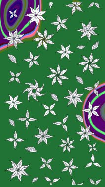 Sanat, çiçeklere ilham verir ve arka plan bırakır. Raster deseni. Karalama çiçekleri çizim kalıbı. Yeşil el çizimi desen.