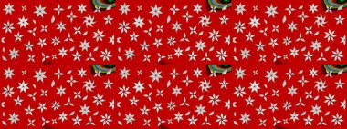 Suluboya çiçekli çiçek deseni. Raster illüstrasyonu. Kırmızı renkte Asyalı tekstil.