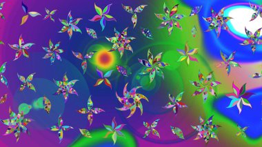 Çiçek kolajı. Küçük çiçekte güzel bir desen var. Çiçek kompozisyonu. Doğa. Raster deseni. - Mavi çiçekler. Çiçek arka planı.