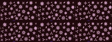 Düz Çiçek Elementleri Tasarım Raster illüstrasyonu. Çiçek desenli eskiz. Renkli Bahar Teması eskiz kalıbı. Kahverengi renkte çiçekler.