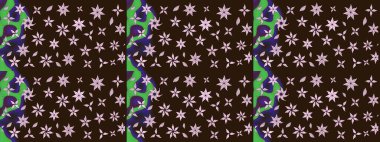 Güzel kumaş deseni. Raster illüstrasyonundaki çiçek desenli çizim. Raster illüstrasyonu. Kahverengi renklerde.