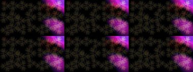 Raster illüstrasyonu. Noel stili. Siyah, gri ve mor renkli kar taneleri.