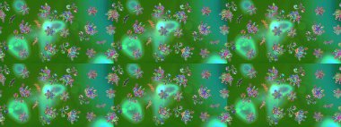 Düz Çiçek Elementleri Tasarımı. Yeşil renkli çiçekler. Renkli Bahar Teması eskiz kalıbı. Güzel çiçek deseni..