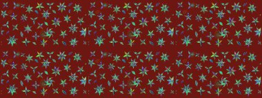 3D çiçekler, eskiz. Kırmızı renklerde. Raster illüstrasyonu.