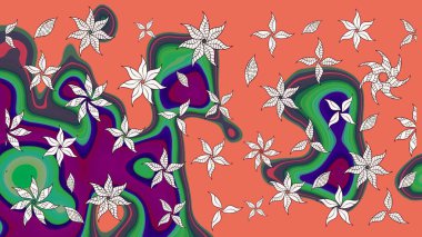 Çiçekler turuncu ve nötr renklerde. Nazik, narin çiçek arkaplanı. Raster çiçek desenli ve çiçekli..