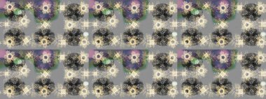 Raster Golden Mehndi eskiz kalıbı. Kına dövmeli süs çiçekleri, altın çıkartmalar, mehndi ve yoga tasarımı, kartlar ve parmak izleri. Gri, bej ve nötr renklerdeki desen.