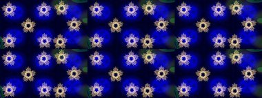 Güzel tasarım. Raster illüstrasyonu. Mavi, siyah ve nötr kar taneleri. Kar tanelerinin soyut arkaplanlı Noel arkaplanı. Noel için tatil tasarımı, Yeni Yıl moda baskıları.