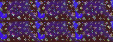 Tekrarlayan çiçek arkaplanı, zarif mor ve menekşe çiçekli duvar kağıdı. Mor ve mor renkler üzerine çiçek desenli çizimler, el yapımı papatyalar, papatyalar..