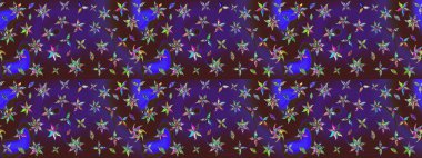 Renkli Yaz Temalı eskiz kalıbı. Mor ve mor renkli çiçekler. Düz Çiçek Elementleri Tasarımı. Sevimli çiçek raster deseni.