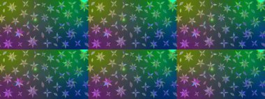 Sketch Colour Spring Theme eskiz kalıbı. Yeşil ve mavi renkte çiçekler. Sevimli çiçek raster deseni. Düz Çiçek Elementleri Tasarımı.