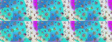 Karalama çiçekleri çizim kalıbı. Mavi ve gri el çizimi desen. Raster deseni. Sanat ilham verir ve gri renkli çiçekler bırakır..