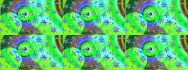 Robot resim. Şirin çiçek elementleri. Mavi ve yeşil renkli çiçekler. Raster illüstrasyonu.