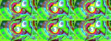 Raster illüstrasyonu. Mavi ve yeşil renkli çiçekler. Çiçek desenli çizim. Raster illüstrasyonu. Asya tekstil tarzında.