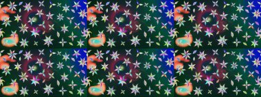 Düz Çiçek Elementleri Tasarımı. Raster. Renkli Bahar Teması çizim şablonu.