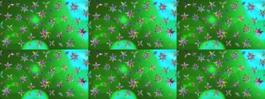 Raster illüstrasyonundaki çiçek desenli çizim. Suluboya tarzında yeşil ve mavi renkte çiçekler.