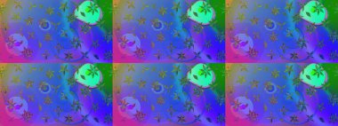 Mavi ve mor renkli çiçekler. Düz Çiçek Elementleri Tasarımı. Renkli Bahar Teması eskiz kalıbı. Raster illüstrasyonunda çiçek deseni çizimi.