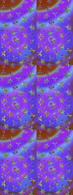 Mor ve mavi renkte çiçekler olan çiçek deseni çiz. Suluboya tarzında mor ve mavi renkte çiçekler.