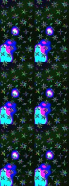 Raster illüstrasyonu. Suluboya tarzında gri ve mavi renklerde. Küçük çiçekli bahar deseni çiz.