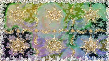 Lüks, kraliyet ve Viktorya dönemi konsepti. Süslü dekorasyon. Raster klasik barok çiçeksiz altın desenli. Altın elementlerle nötr renklerde altın desen.