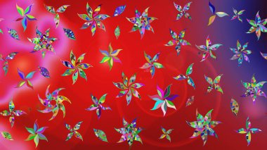 Kabile sanatı boho baskısı, klasik çiçek arkaplanı. Soyut etnik raster çizim kalıbı. Arkaplan dokusu, duvar kağıdı, kırmızı ve pembe renkli çiçek teması.