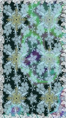 Raster illüstrasyonu. Mavi ve nötr renklerde. Çiçek buketleriyle klasik tarzda kusursuz desen.