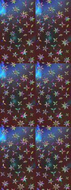 Beautiful watercolor pattern with flowers. On brown and purple colors. Raster illustration.