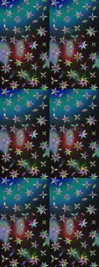 Gri ve mavi renklerde. 3D çiçekler, eskiz. Raster illüstrasyonu.