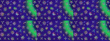 Çiçekli çiçek deseni, suluboya. Mavi ve mor renkli çiçekler. Renkli Bahar Teması eskiz kalıbı. Raster illüstrasyonu. Düz Çiçek Elementleri Tasarımı.