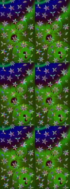 Düz Çiçek Elementleri Tasarımı. Raster illüstrasyonu. Chichi 'nin kumaş kalıbını çiz. Çiçek deseni. Renkli Bahar Teması çizim şablonu.