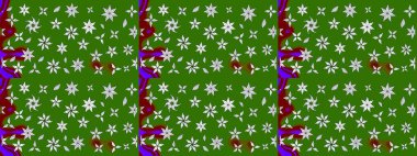 Yeşil ve nötr renklerde çiçekler. Hediye ambalaj kağıdı, tebrik kartları, posterler ve pankart tasarımı. Raster düz çiçek çizim deseni.