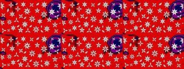 Kırmızı ve nötr renklerde çiçekler. Küçük çiçekte sevimli çiçek deseni var..