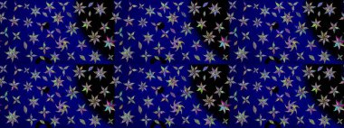 Moda baskıları için zarif bir şablon. Modern çiçek arkaplanı. Halk tarzı. Parlak renkli çiçekleri ve mavi yaprakları olan harika bir çiçek deseni..