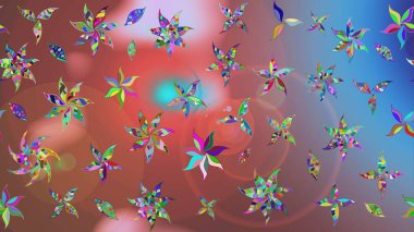 Raster çiçek desenli çiçek deseni, yapraklar, dekoratif elementler, sıçrama, lekeler, el çizimi kontur çizgileri ve Doodle çizim stili, grafik raster çizim çizimi.