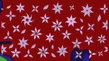 Raster illüstrasyonu. Kırmızı renkte çiçekler. Çiçek süslemeli çizim deseni.