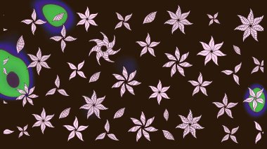 Renkli desenli eskiz deseni, kahverengi çiçekler ve dekoratif elementlerle. Eskiz geçmişi. Raster illüstrasyonu. Kumaş, tekstil, duvar kağıdı baskısı için. Antika retro tarzı.