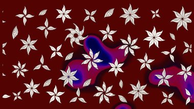 Soyut etnik raster çizim kalıbı. Vadinin çiçekleri kırmızı ve nötr renklerde. Çiçekler..