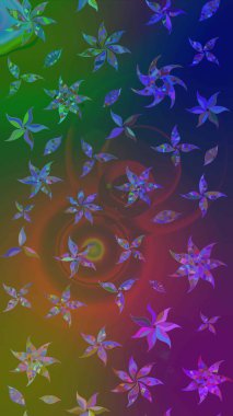 Yeşil ve kahverengi renkli yeşil ve kahverengi papatya deseni. Raster illüstrasyonu. Yeşil ve kahverengi renklerde.