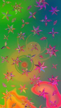 Renkli çizim kalıbı. Çiçek arkaplan. Çiçek duvar kâğıdı. Raster illüstrasyonu. Yeşil ve pembe renkli şirin tekstil.