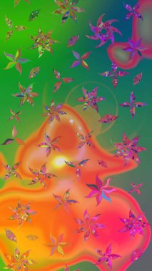 Sevimli çiçek raster deseni. Modaya uygun kumaş deseni. Renkli Yaz Temalı eskiz kalıbı. Düz Çiçek Elementleri Tasarımı.