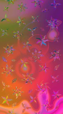 Çiçek pembesi ve mor eskiz deseni. Raster çiçek izi. Klasik taslak çizimi.