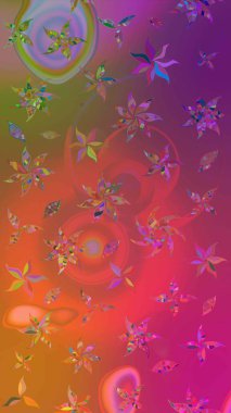 Çiçek arkaplan. - mor ve turuncu çiçekler. Çiçek kolajı. Çiçek kompozisyonu. Doğa. Raster deseni. Küçük çiçekte güzel desen var..