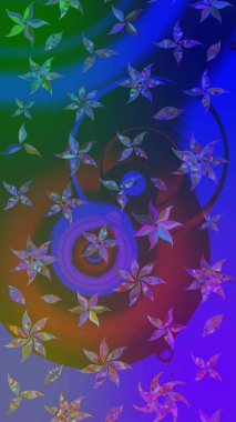 Üzerinde gelincikler ve vadi zambakları olan renkli çiçek desenli nakış deseni. Tekstil tasarımı için mor ve mavi renkte geleneksel halk çiçekleri buketi.