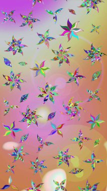 Renkli Bahar Teması eskiz kalıbı. Düz Çiçek Elementleri Tasarımı. Raster..