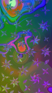 Çiçekli bahar çiçekleri. Küçük çiçekte güzel bir desen. Küçük renkli çiçekler. Moda baskıları için zarif bir şablon. Motley illüstrasyonu. Çizim.