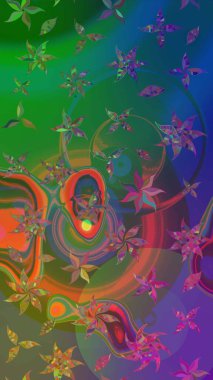 Küçük çiçekteki sevimli çiçek deseni. Yeşil ve mavi renkte çiçekler.