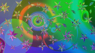 Yeşil ve mavi lale çiçekli Raster eskiz deseni. Doğal kozmetik ürünleri, parfüm, çiçekçi dükkanı için bahar ihalesi tasarımı. Karşılama ya da düğün geçmişi olarak kullanılabilir. Paket kağıdı için en iyisi..