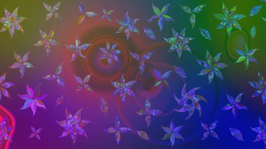 Mavi ve mor renkte zarif çiçekli suluboya. Renkli Bahar Teması eskiz kalıbı. Düz Çiçek Elementleri Tasarımı. Raster illüstrasyonu.