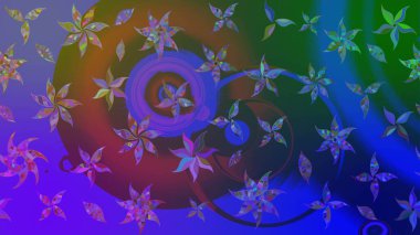 Küçük çiçekteki sevimli çiçek deseni. Raster deseni. Yumuşak, yaz çiçekleri mor ve mavi renklerde. Raster illüstrasyonu.