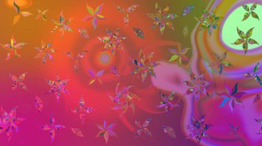 Pembe ve turuncu çiçekli eskiz deseni, suluboya çiçek deseni, sevimli çiçek, duvar kağıdı, kart veya kumaş için fayanslı. Raster - stok.